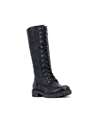 G.C. SHOES Женские черные нескользящие армейские ботинки Hanker с круглым носком на блочном каблуке 8