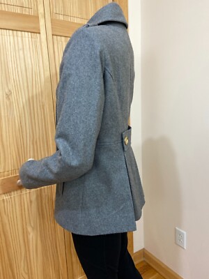 Michael Kors Women Wool Blend Jacket Coat S M Gray Double Breasted Shift