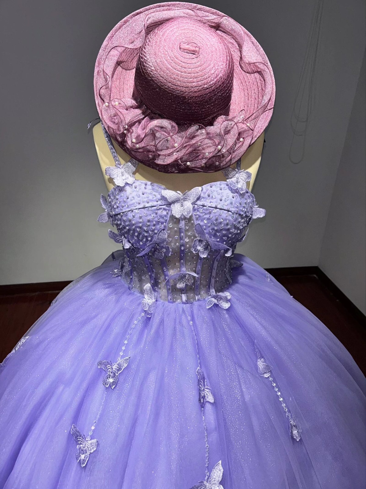 purple dress with butterflies Quinceanera Dresses 3D Butterfly Sweet 16 Tulle Party Ball Gowns Back Details 2025 Lavender Butterfly Flowers Quinceanera