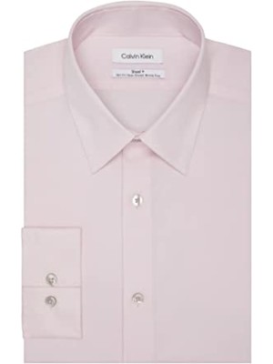 

CALVIN KLEIN Мужская классическая рубашка узкого кроя с розовым заостренным воротником 16,5–32/33, Розовый, 33K2479