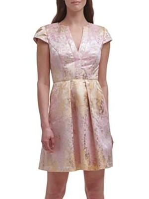 

Женское короткое коктейльное платье VINCE CAMUTO с золотыми рукавами и разрезом + расклешенное платье, Золотой