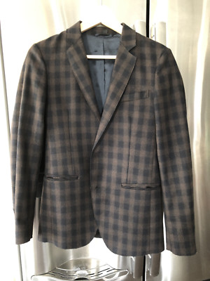 Sisley Men's checked wool blend blazer jacket, Size US 42