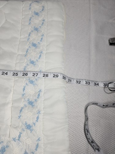 vintage Baby Boy Zip Up Quilted Sleep Sack. Embroidered. Blue/ White 20x30