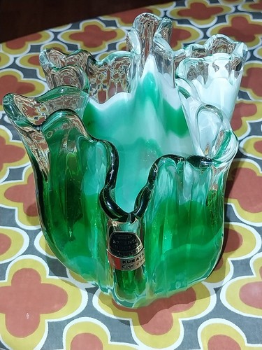 KURATA Craft Glass EXTEND PROCESS Vase VINTAGE JAPANESE ANTIQUE