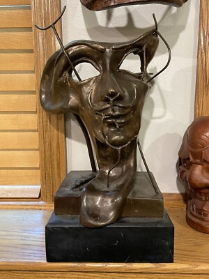 Stunning 100% Bronze Salvador Dali ''Self Portrait'' Surreal Sculpture Statue Art