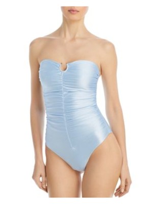 Женское светло-голубое кольцо с рюшами JADE SWIM, цельный купальник-бандо Alyda, S