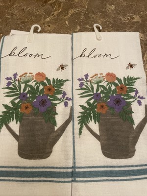 NWT~2 Kitchen Towels~ Flowers / Watering Can  ~Bee~ bloom~ 14  x 24  ~