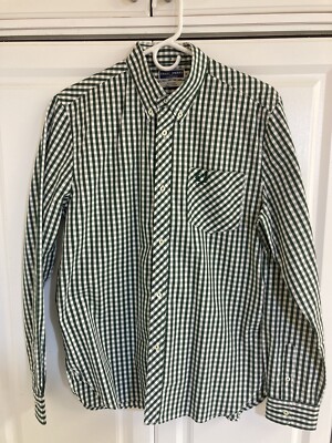 FRED PERRY REISSUES GINGHAM SHIRT GREEN Made in Portugal 38 new Oi Skin