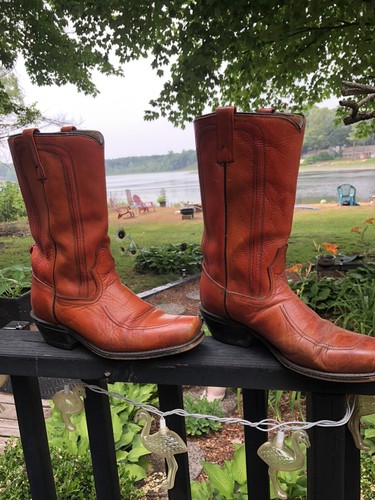 Vintage ACME Brown Leather MOTO Cowboy Boots Mens US 7.5 Vintage ACME Brown Leather MOTO Cowboy Boots Mens US 7.5