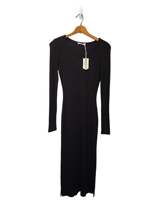 NWT Marine Layer Lexi Long Sleeve Midi Black Dress Size X Small Comfort Stretch