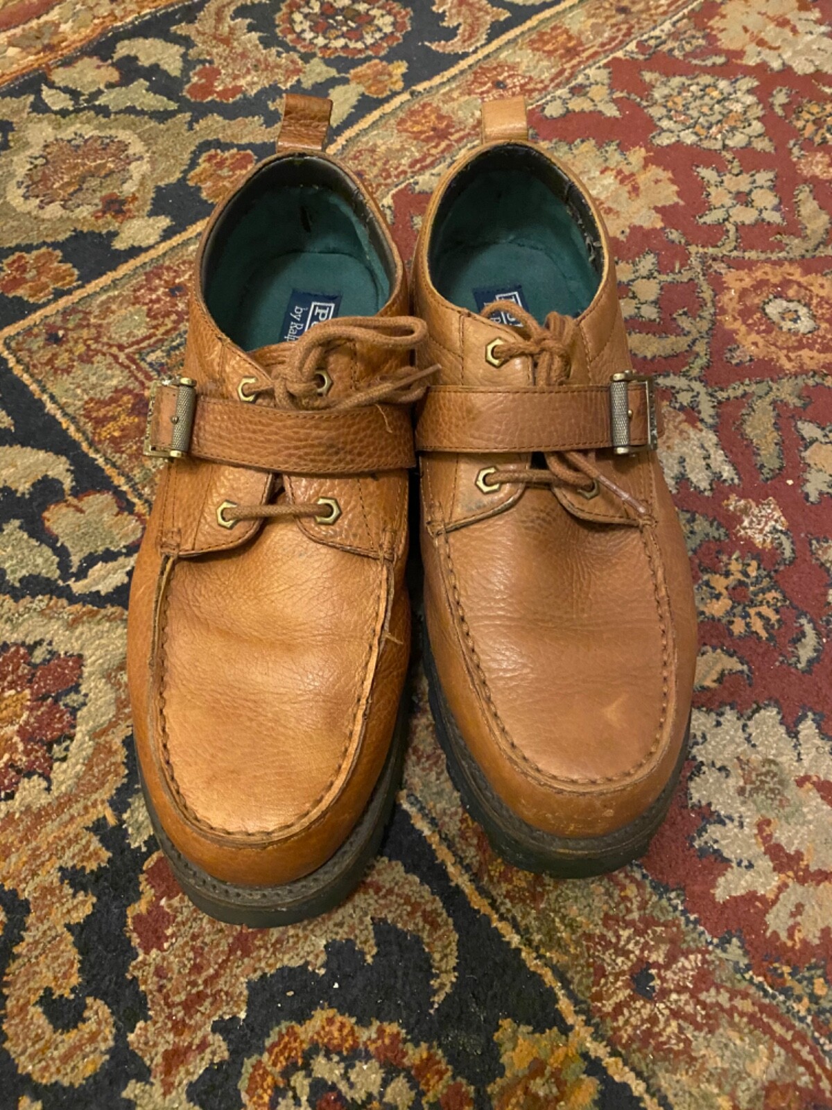 靴 polo ralph lauren leather shoes UK9 Polo Ralph Lauren Vaughn Brown Leather Sneakers Casual Shoes