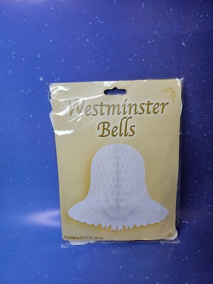 Vintage 1998 Beistle Honeycomb Westminister Bells White 2-11'' Wedding Shower