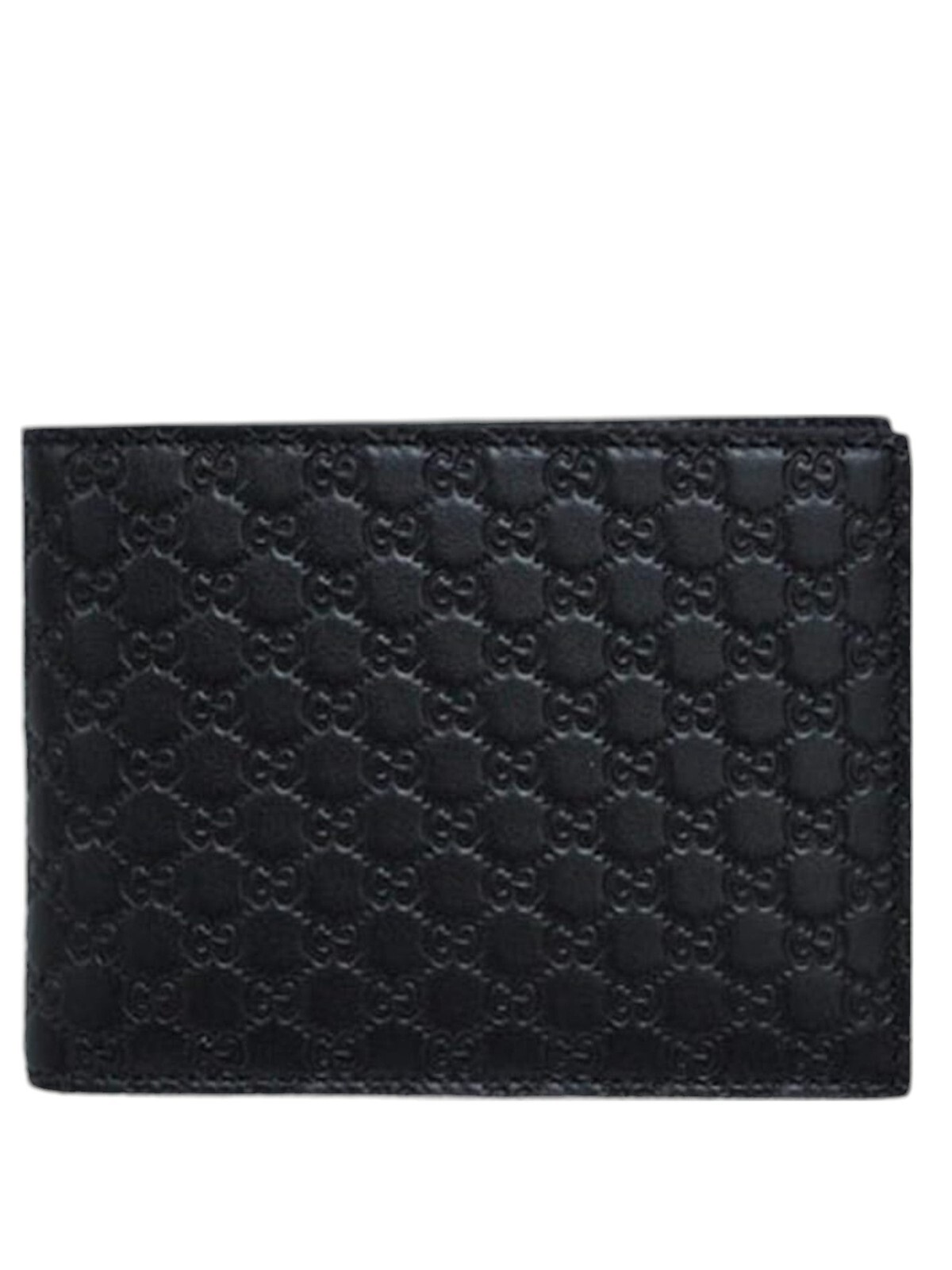 Pre-owned Gucci Microssima Bifold Wallet With Fold-out Card Case In Black