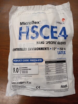 10PR MICROFLEX NON-Med 12'' Latex Gloves, Sz9,  Rt&Lt, ISO 4, #HSCE4-879, Ex05/25