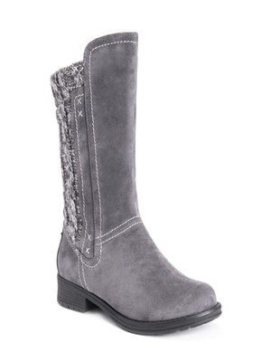 

MUK LUKS Женские ботильоны черного цвета с вязаным дизайном и логотипом Casey на блочном каблуке с круглым носком, Черный, 16179