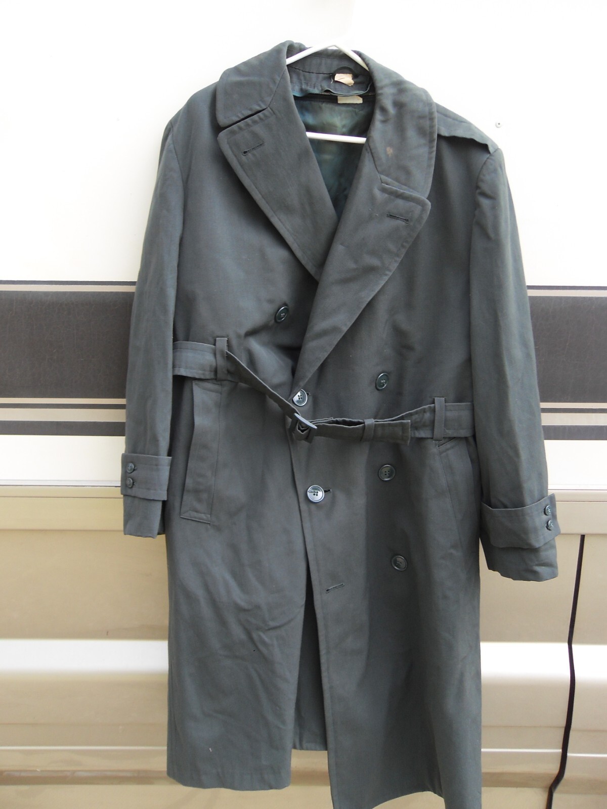 US ARMY CLASSIC GREEN TRENCH COAT OVERCOAT 8405-782-2907 42