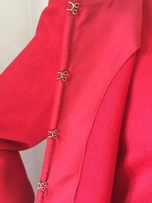 Pre-owned St John Knit Size 16 Nouveau Knit Jacket Red Wool Rayon