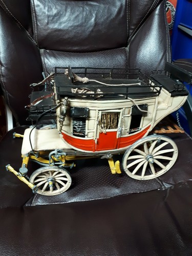 Beautiful Handmade Wagon Metal Wood And Leather Rare Complete