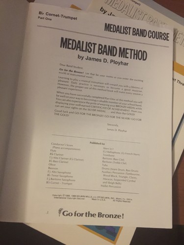 Medalist Band Method Bflat Cornet Trumpet 1-3 Sheet Music Books Ployhar 1989-91