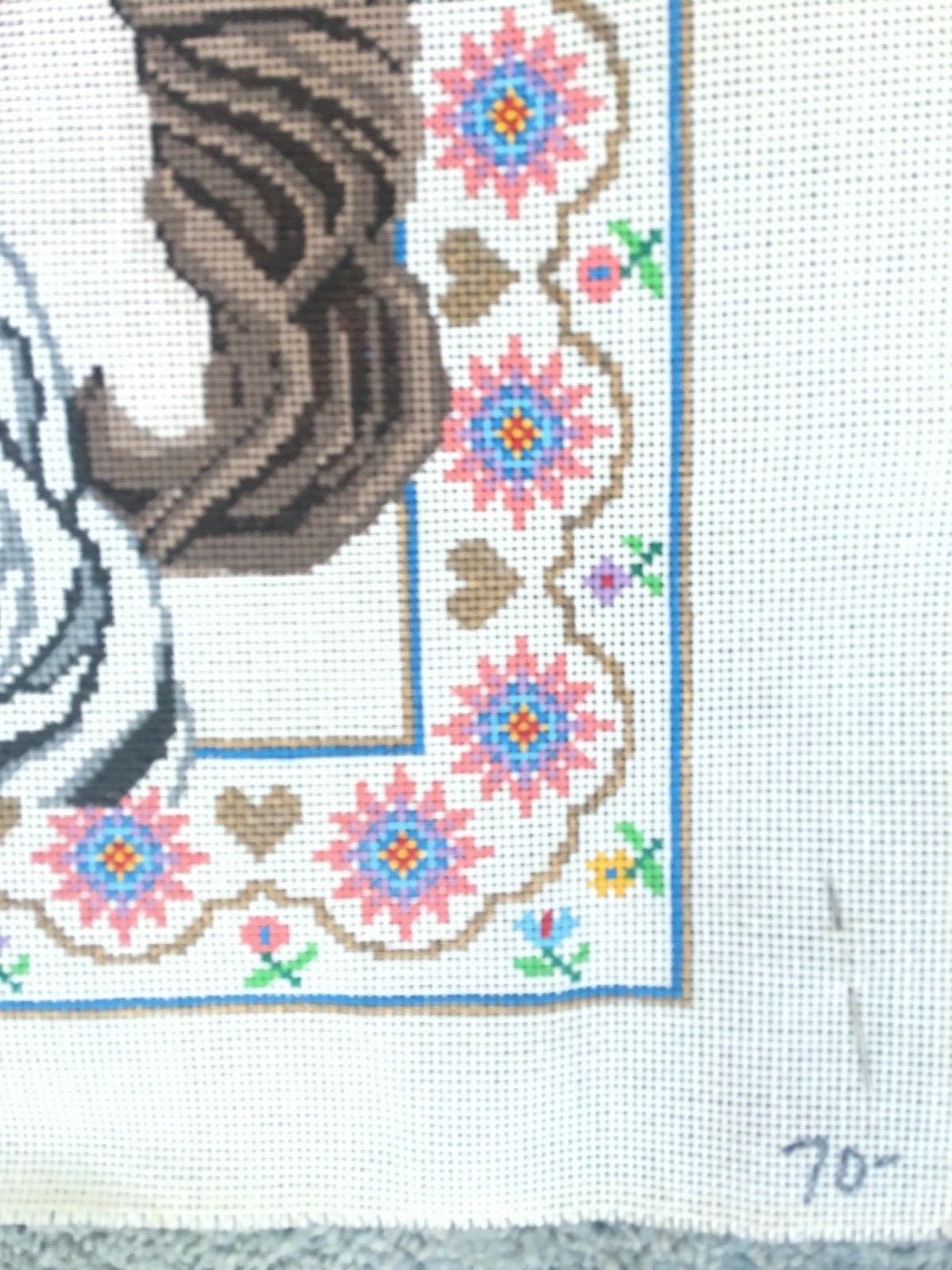 Needlepoint Canvas of Horse Head Portraits 22 x17 Equestrian