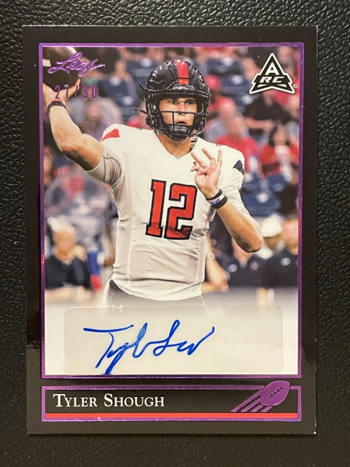 2021 Leaf Purple Foil #BGTS2 Tyler Shough 27/30 Auto Autograph RC Rookie