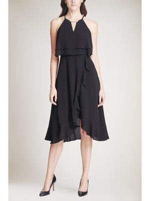 KENSIE DRESSES Женское черное коктейльное миди-платье без рукавов в стиле хай-Лоу для юниорок 4