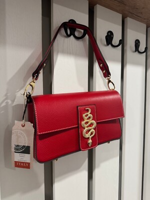 NWT Divina Firenze   Italian Red Pebbled Leather Crossbody Shoulder Bag