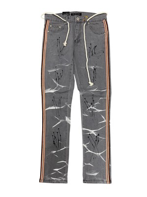 

Мужские серые джинсы скинни M. Society с оранжевыми/белыми боковыми полосками, Серый