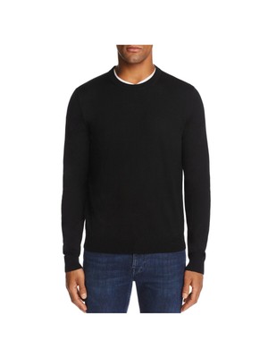 

Дизайнерский бренд, мужской черный пуловер с круглым вырезом, классический свитер