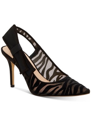 

INC Женская черная сетка с принтом под зебру Coletta Toe Stiletto Slip On Slingback 6,5 M, Черный, COLETTAF