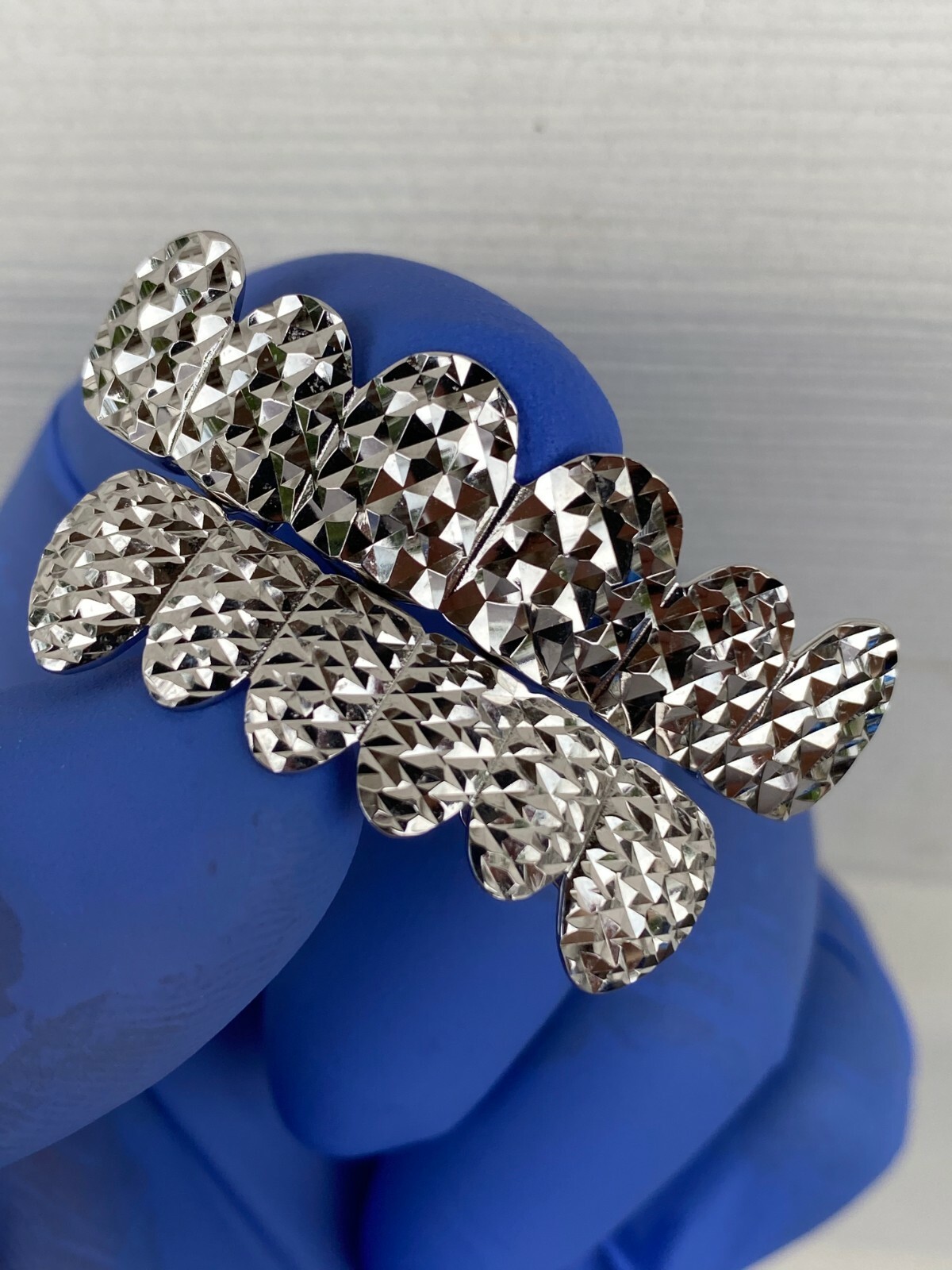 Sterling Silver Diamond Cut Grillz - Custom Gold Grillz