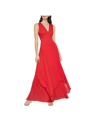 

BCBG MAXAZRIA Женское красное платье с накладным платком без рукавов + расклешенное платье, Красный