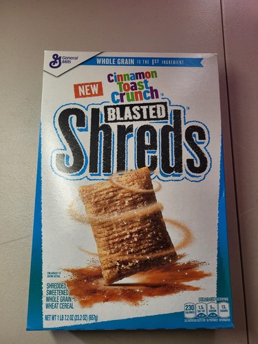 Cinnamon Toast Crunch Blasted Shreds New Old Stock Cereal Box Unopened 23.2 oz