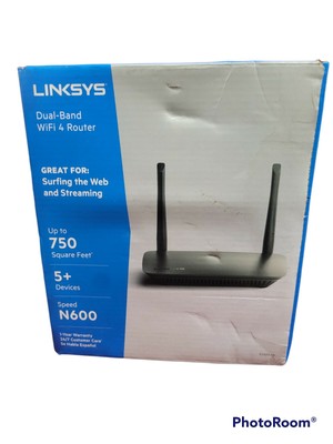  Linksys N600 Dual Band WiFi 4 Router up to 750 Square Feet 5+ Devices Black