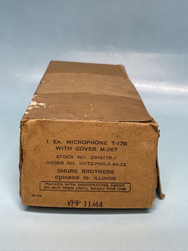 Dated 1944 Shure T-17B Military Microphone with M-367 Cover in Original Box