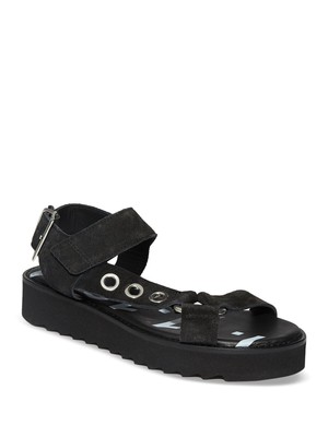 

ALLSAINTS Женские черные кожаные сандалии на танкетке Rhianne 1/2 дюйма с ремешком на пятке  на платформе, Черный, ZW0479