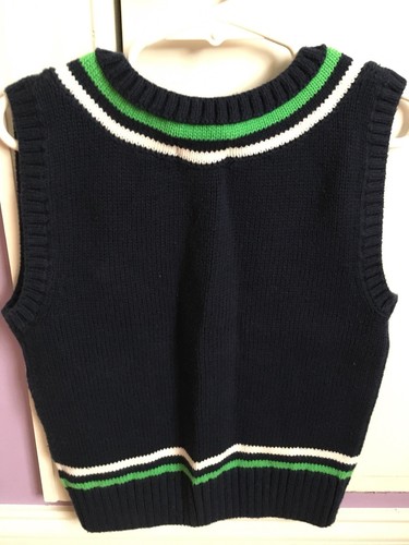 Chaps Sweater Vest Boy 4 Toddler Navy Green White Spring Easter Portrait