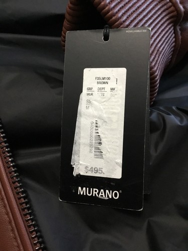 Pre-owned Murano Premium Leather Jacket Men's Medium Brown Lamb Skin Full Zip Bomber $495