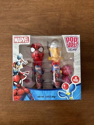 Marvel SPIDER-MAN & THOR Pop Ups Lollipop Candy Collectible Avengers Valentine s