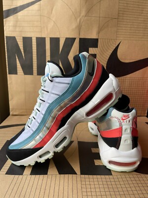 Nike Men Air Max 95 CW5451-100 White/Black-Cerulean Size US 8