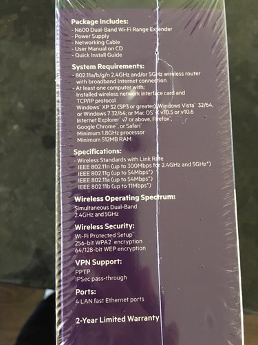 Belkin N600 Dual Band Wi-Fi Range Extender Brand New