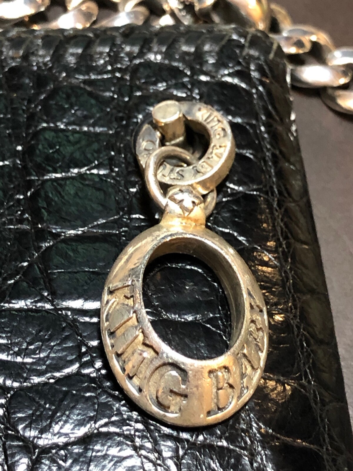 King Baby Studio Black Gator Wallet w/ Stingray Coss (CHAIN SOLD SEPARATELY)