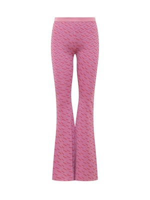 Pre-owned Versace Jacquard Pants With Greek Print In Pink