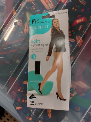 Pretty Polly Medium/Large Barely Black 15 Denier Light Support Tights