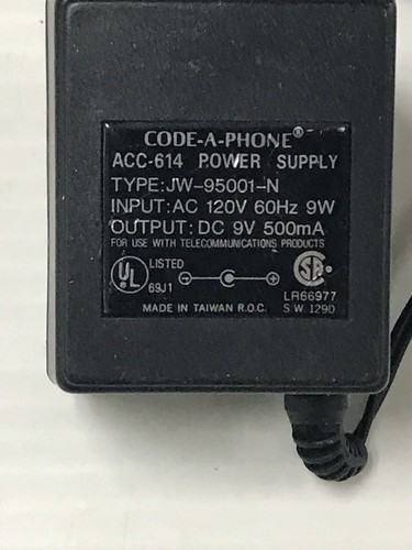 Code A Phone ACC-614 Power Supply JW-95001-N Ships Immediately!