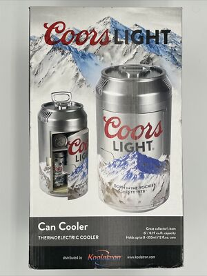 Coors Light Portable Mini Fridge-8 Can Personal Travel Cooler Silver Koolatron