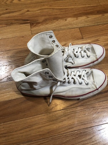 Vintage Converse All Star Chuck Taylor White High Top Size 15 Used Made In USA