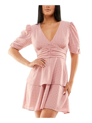 SPEECHLESS Womens Pink Back Tie Skirt Lined Short Sleeve Short Dress S