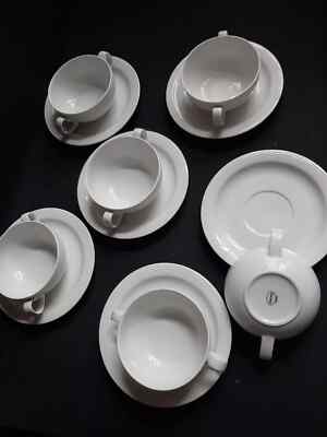6 x Arzberg Swingline White Sky Suppentassen mit Untertassen 12tlg