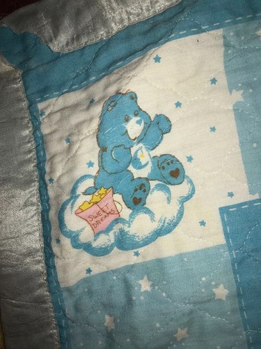 Precious Care Bear Vintage 1984 Blanket Sweet Dreams Satin Trim 33